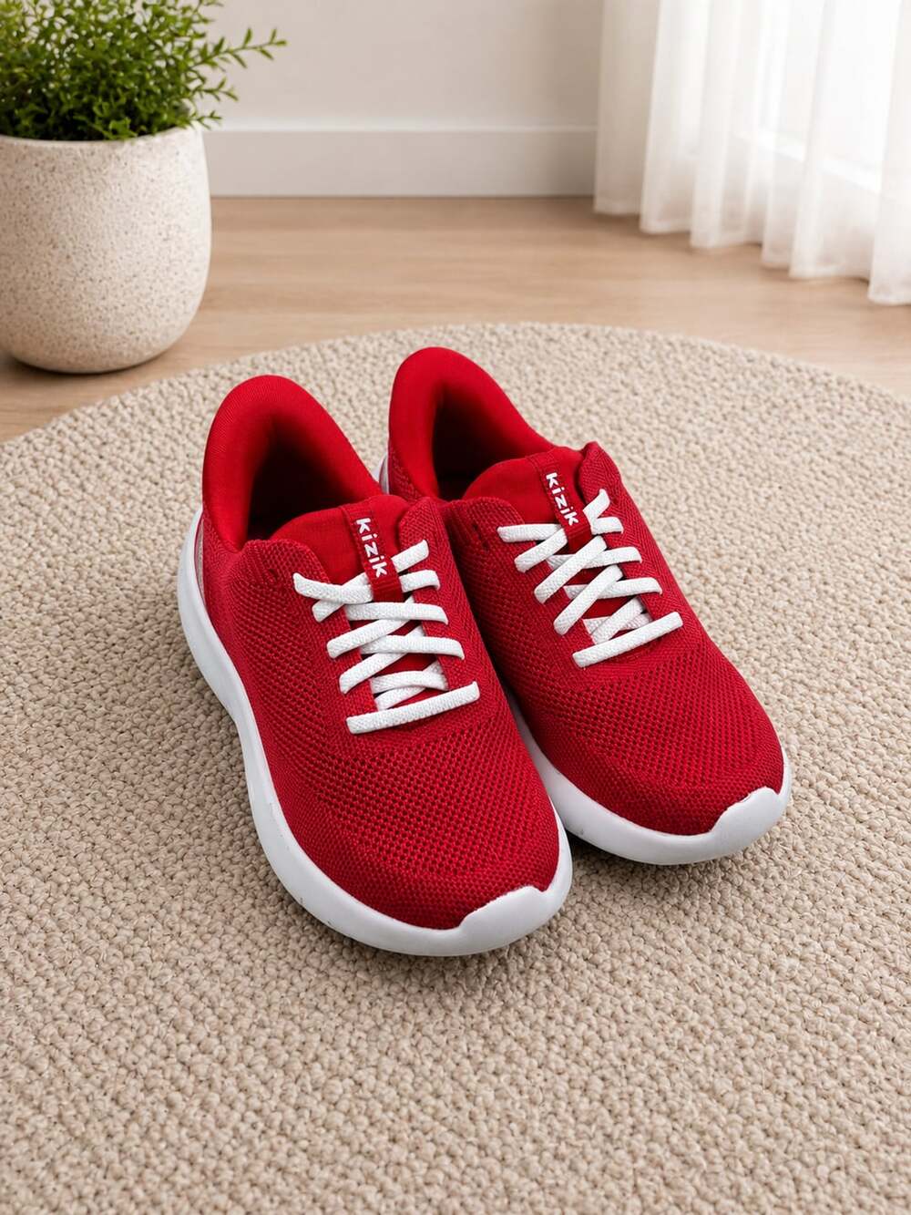 Kizik Athens Hands Free Slip On Red Mesh Comfortable Shoes Kids' Size 12C